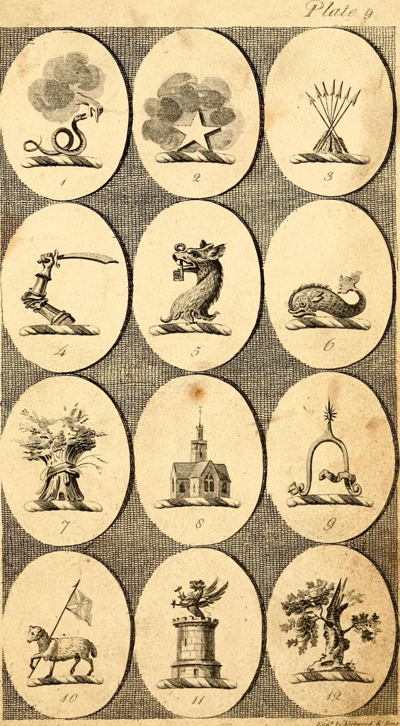 An illustration from British crests : containing the crests and mottos of the families of Great Britain and Ireland; together with those of the principal cities; and a glossary of heraldic terms, 1817, leaf 24