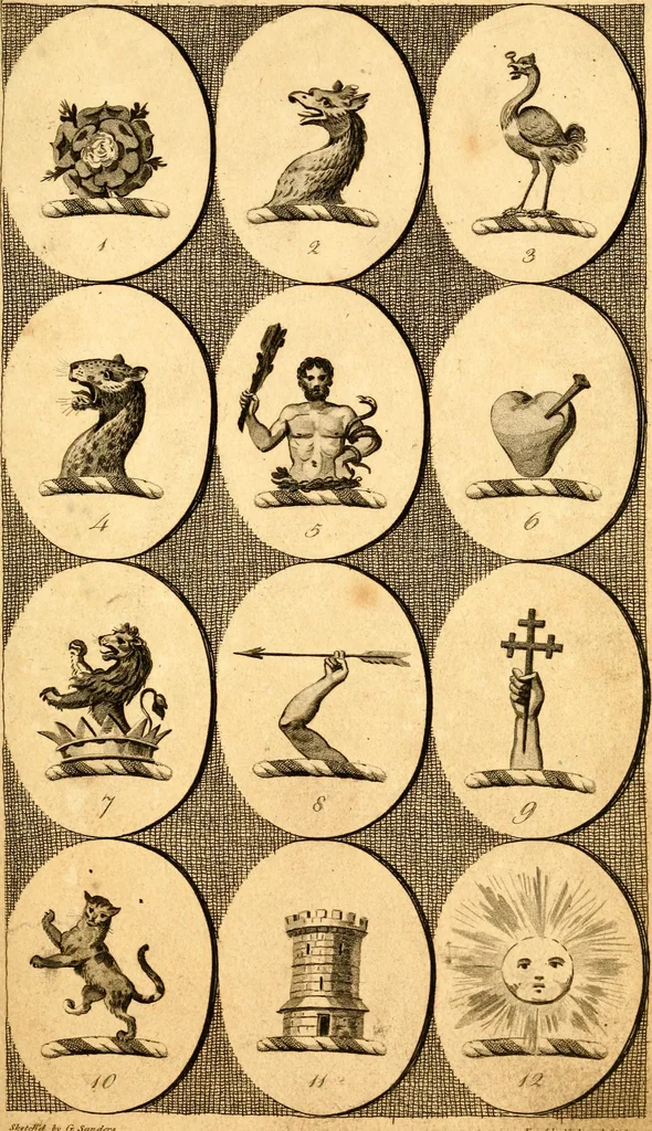 An illustration from British crests : containing the crests and mottos of the families of Great Britain and Ireland; together with those of the principal cities; and a glossary of heraldic terms, 1817, leaf 26