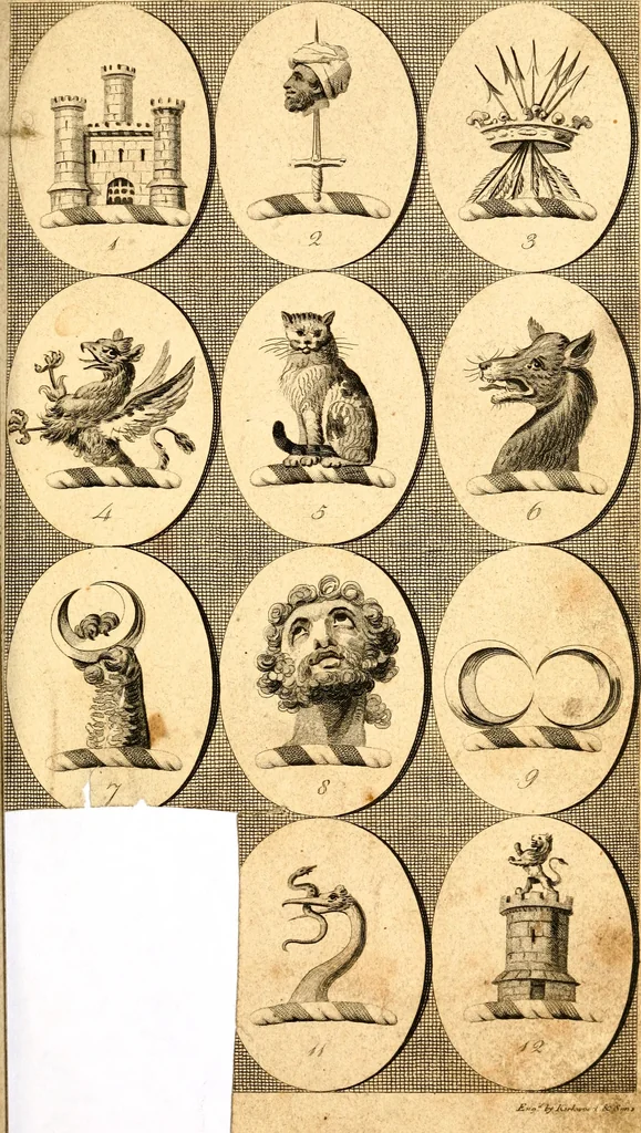 An illustration from British crests : containing the crests and mottos of the families of Great Britain and Ireland; together with those of the principal cities; and a glossary of heraldic terms, 1817, leaf 28