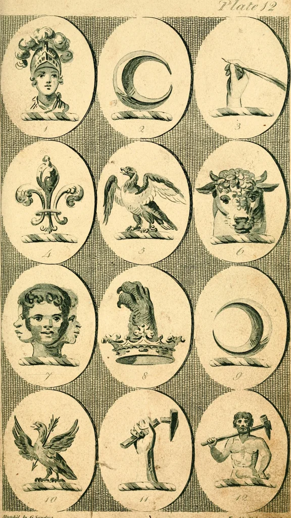 An illustration from British crests : containing the crests and mottos of the families of Great Britain and Ireland; together with those of the principal cities; and a glossary of heraldic terms, 1817, leaf 30