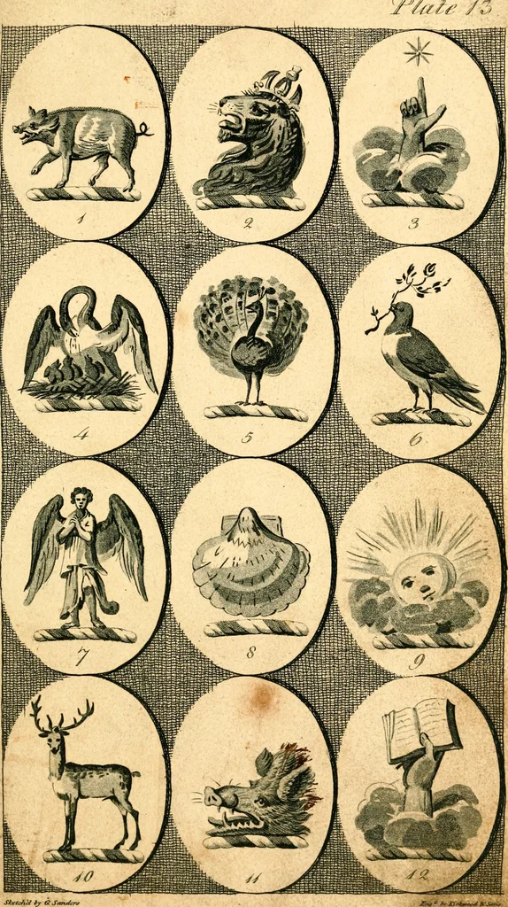 An illustration from British crests : containing the crests and mottos of the families of Great Britain and Ireland; together with those of the principal cities; and a glossary of heraldic terms, 1817, leaf 32