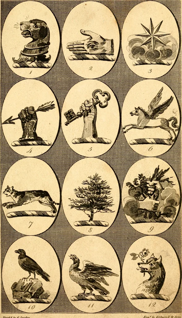 An illustration from British crests : containing the crests and mottos of the families of Great Britain and Ireland; together with those of the principal cities; and a glossary of heraldic terms, 1817, leaf 38