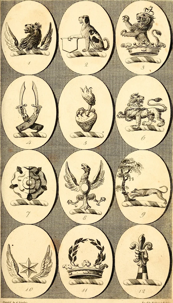 An illustration from British crests : containing the crests and mottos of the families of Great Britain and Ireland; together with those of the principal cities; and a glossary of heraldic terms, 1817, leaf 50