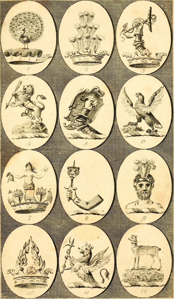 An illustration from British crests : containing the crests and mottos of the families of Great Britain and Ireland; together with those of the principal cities; and a glossary of heraldic terms, 1817, leaf 60
