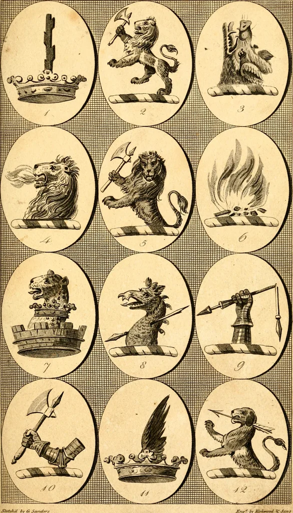 An illustration from British crests : containing the crests and mottos of the families of Great Britain and Ireland; together with those of the principal cities; and a glossary of heraldic terms, 1817, leaf 62