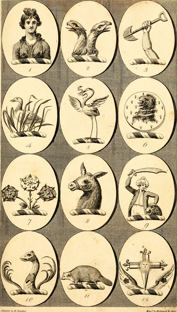 An illustration from British crests : containing the crests and mottos of the families of Great Britain and Ireland; together with those of the principal cities; and a glossary of heraldic terms, 1817, leaf 64