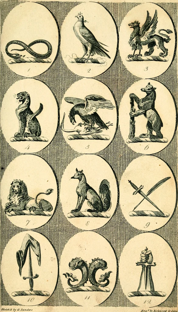 An illustration from British crests : containing the crests and mottos of the families of Great Britain and Ireland; together with those of the principal cities; and a glossary of heraldic terms, 1817, leaf 72