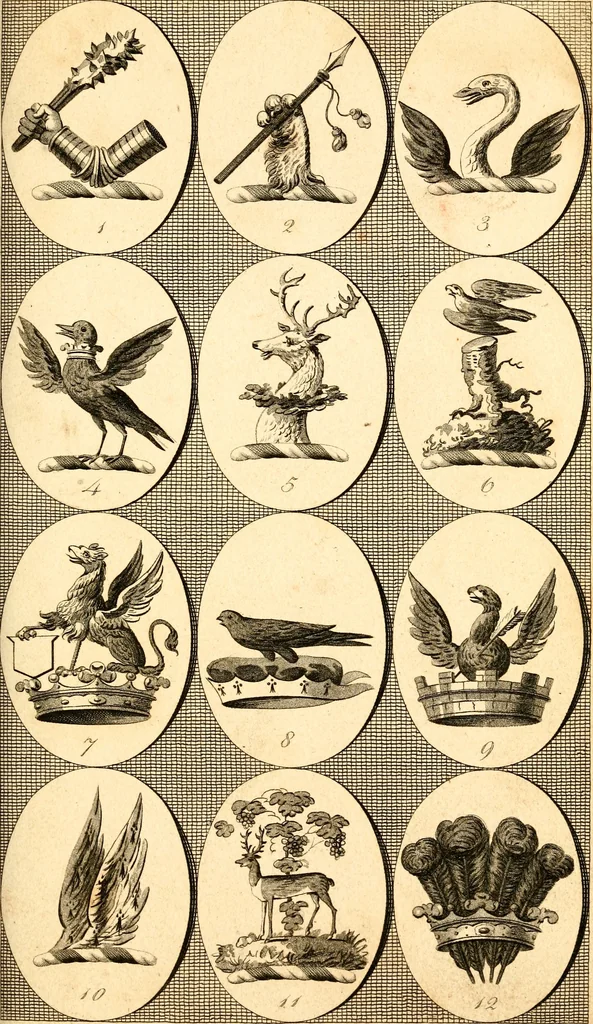 An illustration from British crests : containing the crests and mottos of the families of Great Britain and Ireland; together with those of the principal cities; and a glossary of heraldic terms, 1817, leaf 76