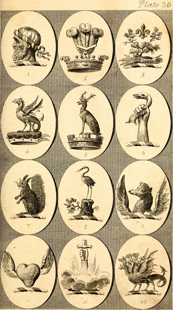 An illustration from British crests : containing the crests and mottos of the families of Great Britain and Ireland; together with those of the principal cities; and a glossary of heraldic terms, 1817, leaf 78