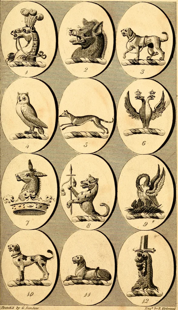 An illustration from British crests : containing the crests and mottos of the families of Great Britain and Ireland; together with those of the principal cities; and a glossary of heraldic terms, 1817, leaf 84