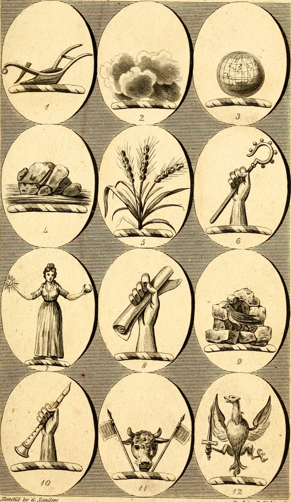 An illustration from British crests : containing the crests and mottos of the families of Great Britain and Ireland; together with those of the principal cities; and a glossary of heraldic terms, 1817, leaf 98
