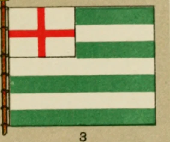 An illustration from British flags, their early history, and their development at sea; with an account of the origin of the flag as a national device, 1922, leaf 130