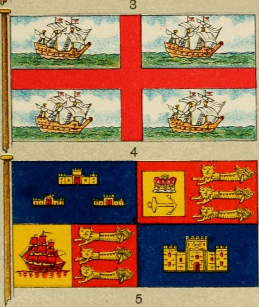 An illustration from British flags, their early history, and their development at sea; with an account of the origin of the flag as a national device, 1922, leaf 178