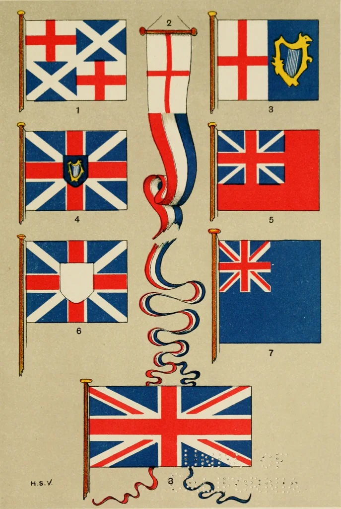 An illustration from British flags, their early history, and their development at sea; with an account of the origin of the flag as a national device, 1922, leaf 88