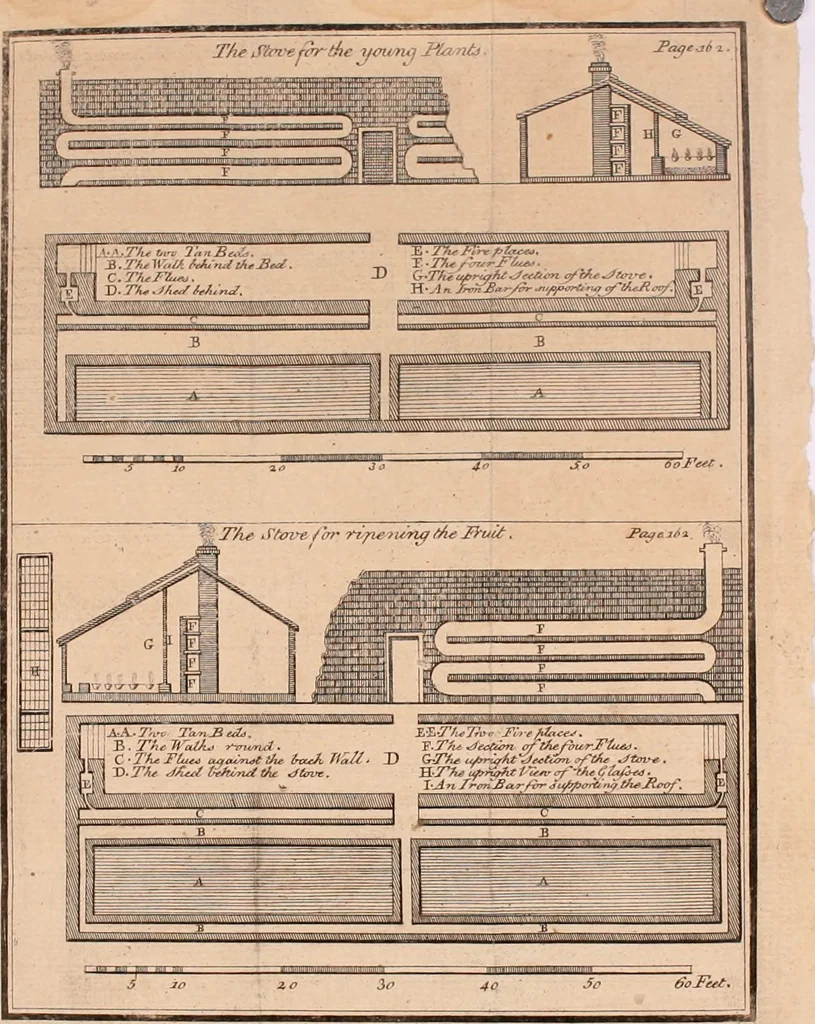 An illustration from The British gardener's new director : chiefly adapted to the climate of the northern counties: directing the necessary works in the kitchen, fruit and pleasure gardens, and in the nursery, greenhouse, and stove ..., 1771, leaf 223