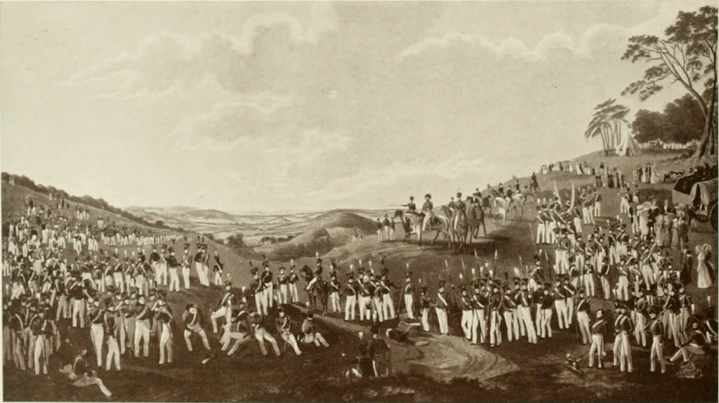 An illustration from British military prints, 1909, leaf 117