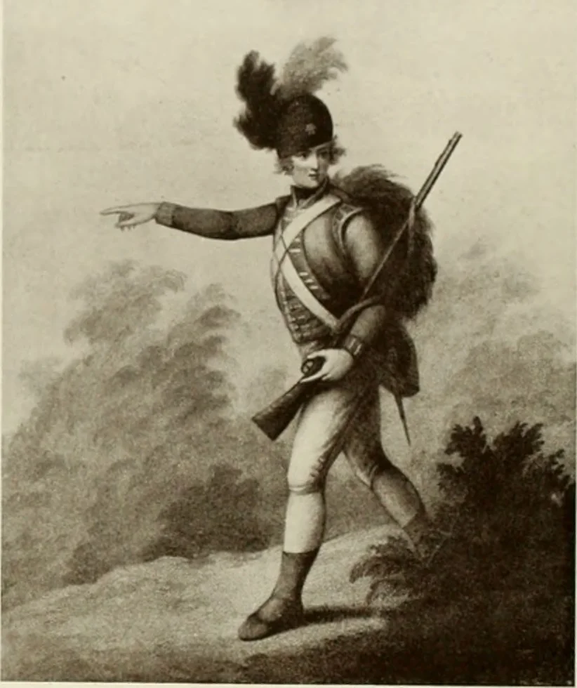 An illustration from British military prints, 1909, leaf 139