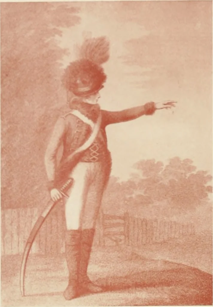An illustration from British military prints, 1909, leaf 141