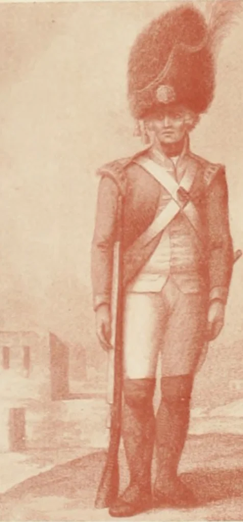 An illustration from British military prints, 1909, leaf 141