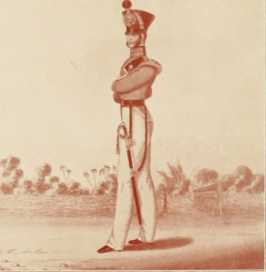 An illustration from British military prints, 1909, leaf 147