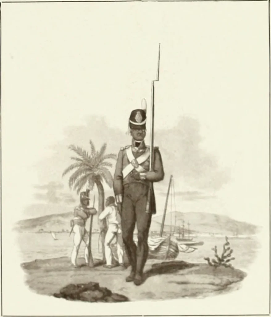 An illustration from British military prints, 1909, leaf 174
