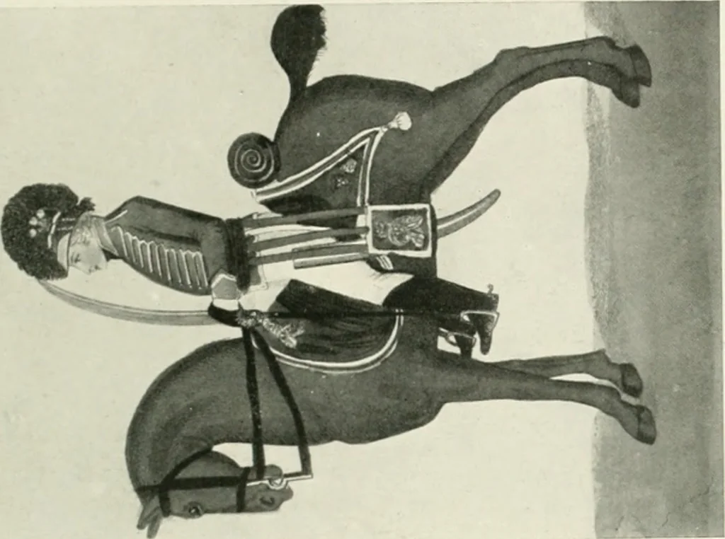 An illustration from British military prints, 1909, leaf 182