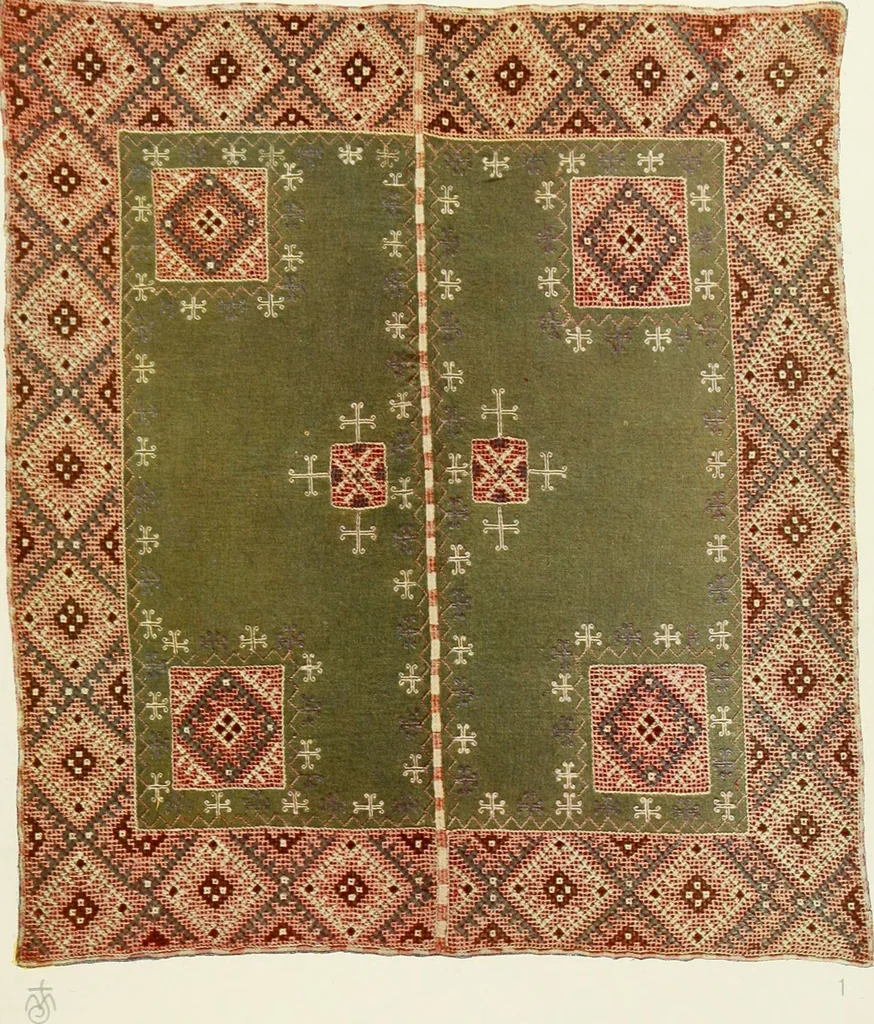 An illustration from Broderies des paysannes de Smolensk; Exécutées sous la direction de la Princesse Marie Ténichev, 1900, leaf 14