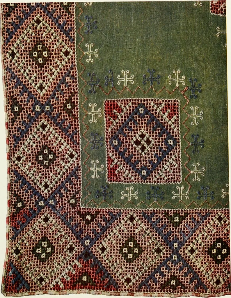 An illustration from Broderies des paysannes de Smolensk; Exécutées sous la direction de la Princesse Marie Ténichev, 1900, leaf 16