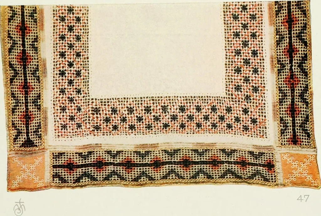 An illustration from Broderies des paysannes de Smolensk; Exécutées sous la direction de la Princesse Marie Ténichev, 1900, leaf 98