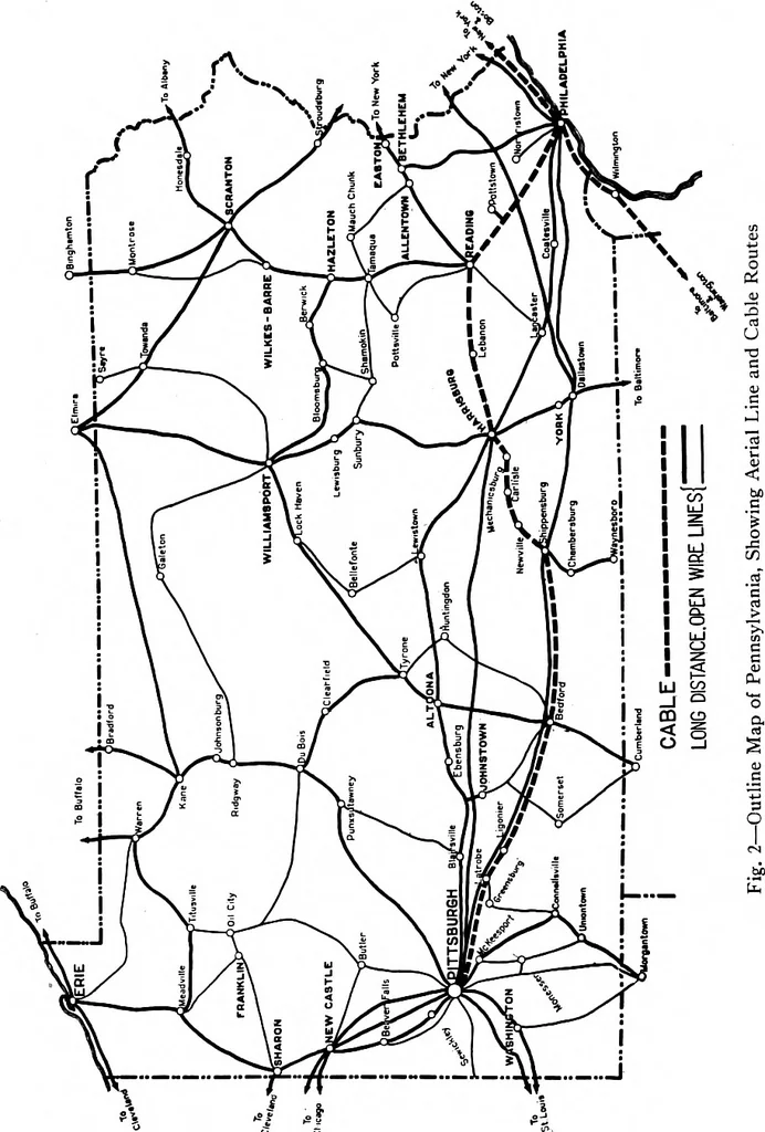 An illustration from BSTJ 1: 1. July 1922: Philadelphia-Pittsburgh Section of the New York-Chicago Cable. (Pilliod, James J.), 1922, leaf 3