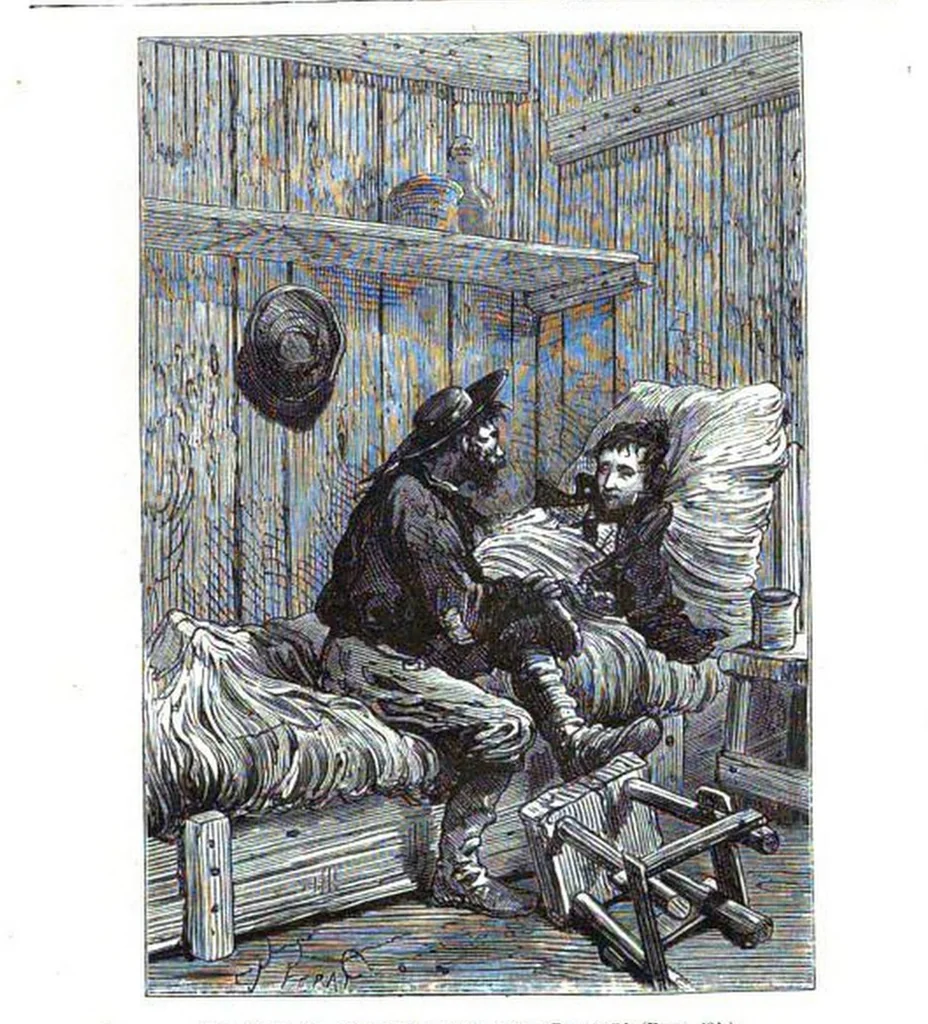An illustration from Les voyages extraordinaires par Jules Verne L'ile mystérieuse, 1874, leaf 488