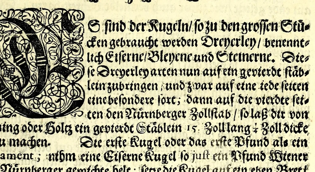 An illustration from Büchsenmeister-Discurs : eine neuerfundene Kugel-Taffel, Abtheilung der Stuc̈ke, Laveten und Visir-Stäbe : sambt einem wohlbestellten Feuerwercks-Laboratorio, zu Schimpf und Ernst, vielerley neuerfundenen Wasser- und Böllerkugeln : Abtheilungen der Böller, sambt ihren Laveten, Quadranten und Racheten-Stöcken : nebst etlich funfzig Kupferplatten und einem aussführlichen Register zu Ende dieses Buches beygefüget, 1662, leaf 33