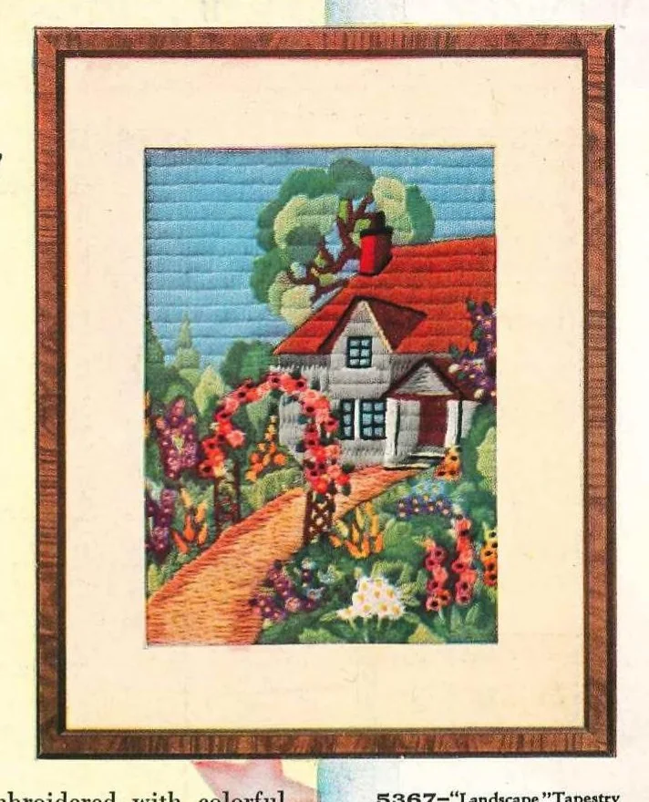 An illustration from Bucilla Embroidery Packages Spring 1930, 1930, leaf 4