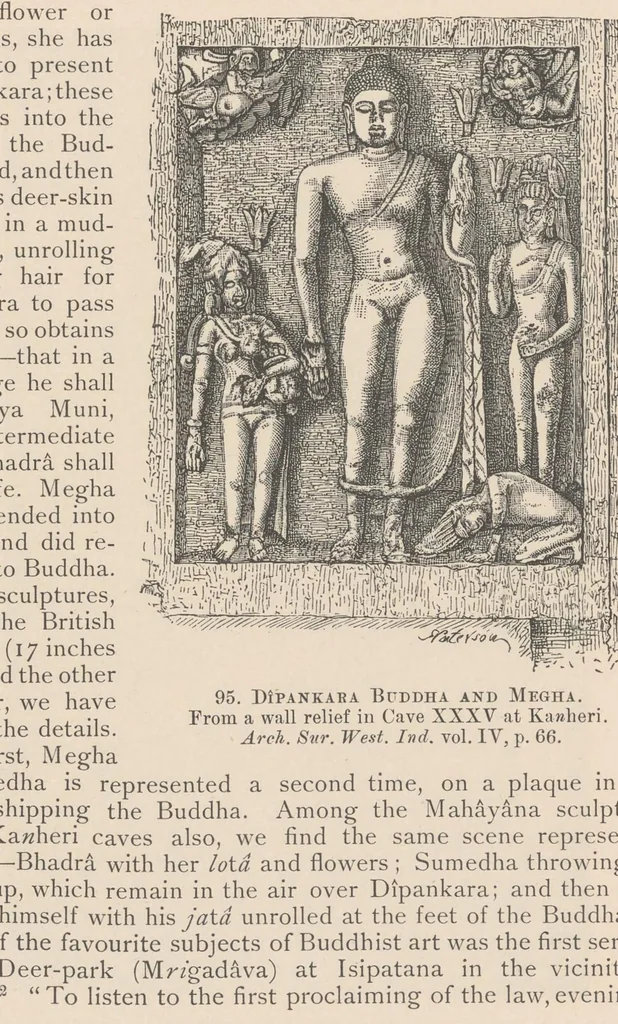 An illustration from Buddhist art in India : translated from the 'Handbuch' of Albert Grünwedel, 1901, leaf 155