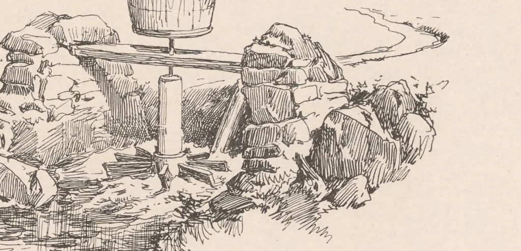 An illustration from The Buddhist praying-wheel : a collection of material bearing upon the symbolism of the wheel and circular movements in custom and religious ritual, 1896, leaf 33