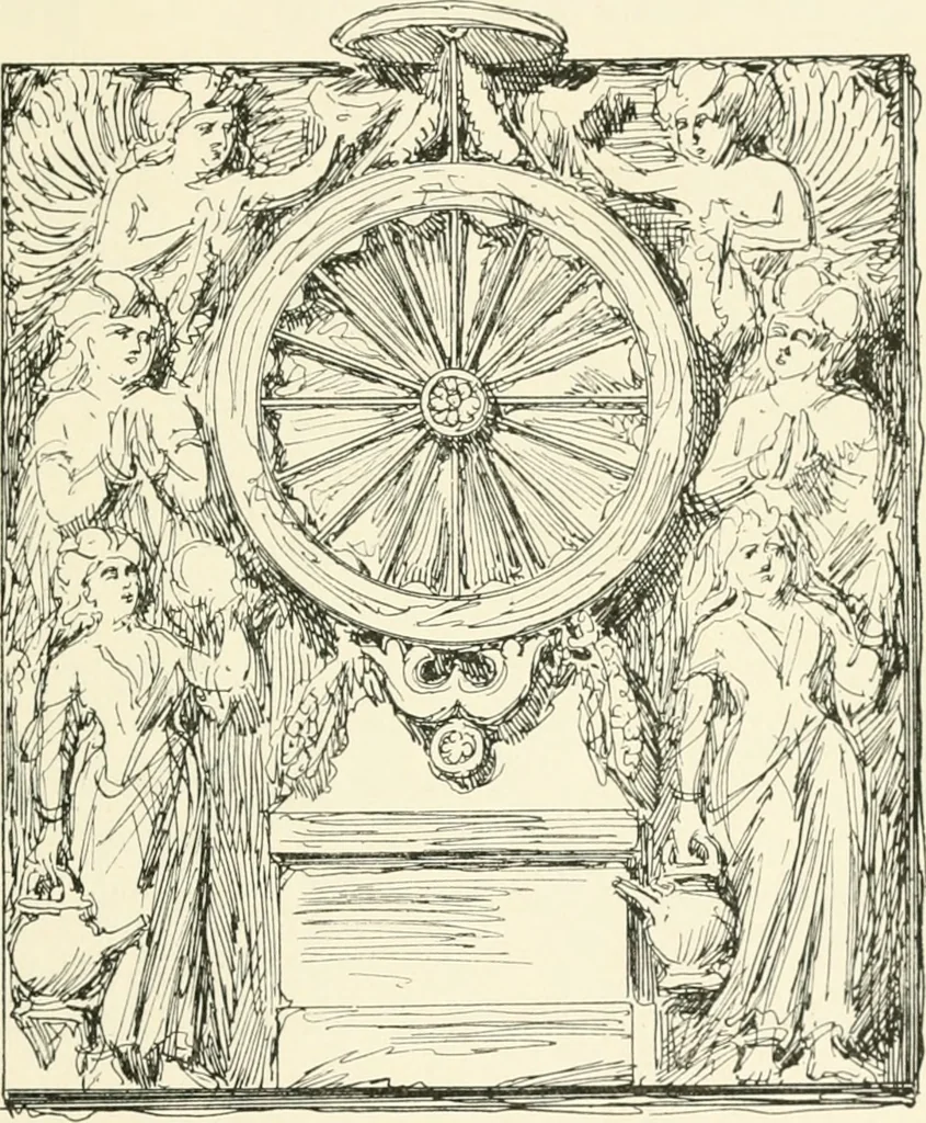 An illustration from The Buddhist praying-wheel : a collection of material bearing upon the symbolism of the wheel and circular movements in custom and religious ritual, 1896, leaf 52
