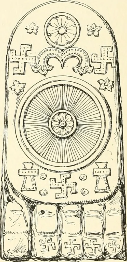 An illustration from The Buddhist praying-wheel : a collection of material bearing upon the symbolism of the wheel and circular movements in custom and religious ritual, 1896, leaf 53