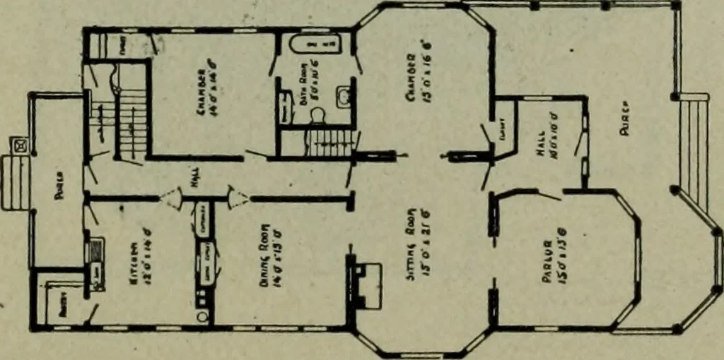 An illustration from Builder's architectural drawing self-taught : containing descriptions of drawing instruments and accessories, with rules for using them, and hints as to their care and management ..., 1903, leaf 342