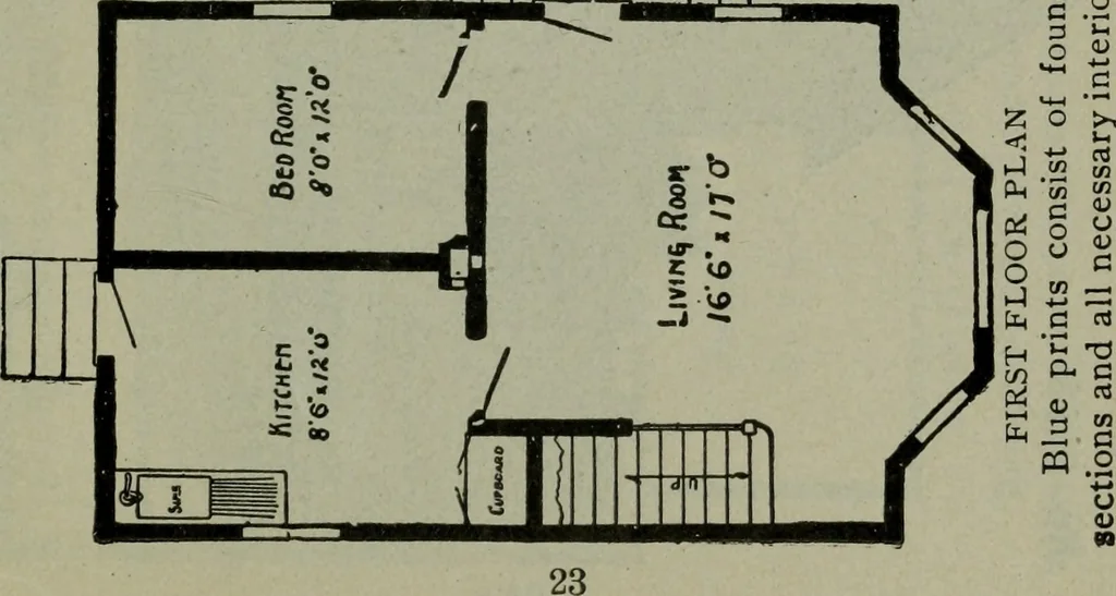 An illustration from Builder's architectural drawing self-taught : containing descriptions of drawing instruments and accessories, with rules for using them, and hints as to their care and management ..., 1903, leaf 350
