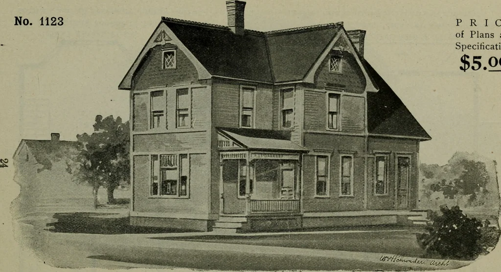 An illustration from Builder's architectural drawing self-taught : containing descriptions of drawing instruments and accessories, with rules for using them, and hints as to their care and management ..., 1903, leaf 351