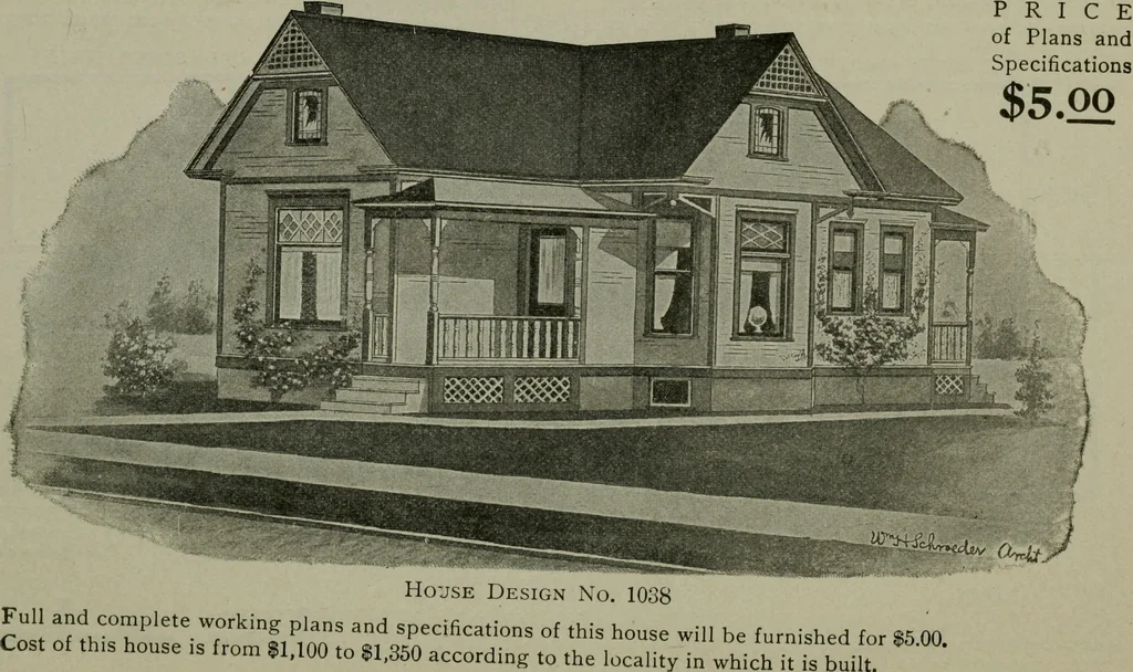 An illustration from Builder's architectural drawing self-taught : containing descriptions of drawing instruments and accessories, with rules for using them, and hints as to their care and management ..., 1903, leaf 353