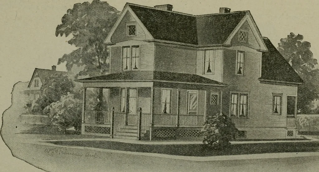 An illustration from Builder's architectural drawing self-taught : containing descriptions of drawing instruments and accessories, with rules for using them, and hints as to their care and management ..., 1903, leaf 355