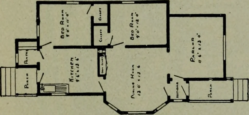 An illustration from Builder's architectural drawing self-taught : containing descriptions of drawing instruments and accessories, with rules for using them, and hints as to their care and management ..., 1903, leaf 366