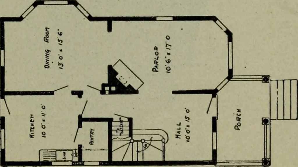An illustration from Builder's architectural drawing self-taught : containing descriptions of drawing instruments and accessories, with rules for using them, and hints as to their care and management ..., 1903, leaf 370