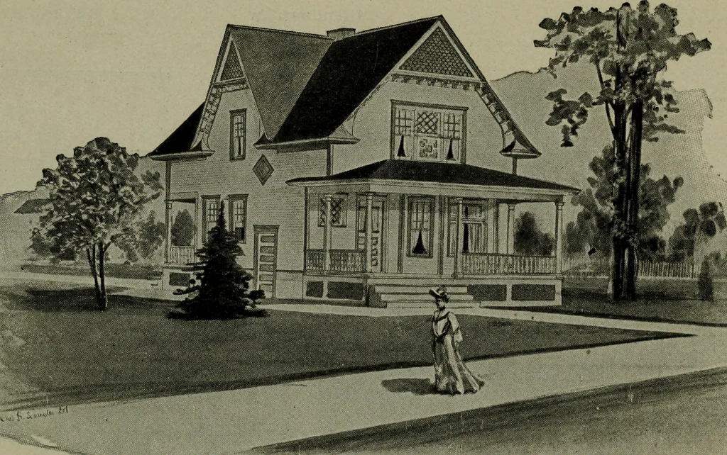An illustration from Builder's architectural drawing self-taught : containing descriptions of drawing instruments and accessories, with rules for using them, and hints as to their care and management ..., 1903, leaf 375