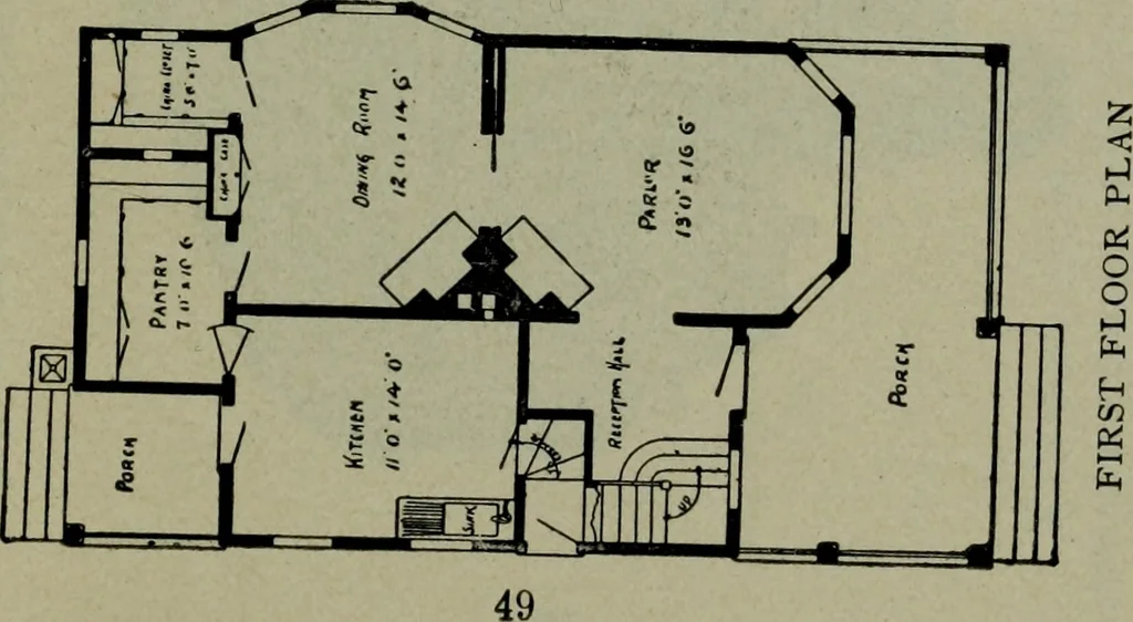 An illustration from Builder's architectural drawing self-taught : containing descriptions of drawing instruments and accessories, with rules for using them, and hints as to their care and management ..., 1903, leaf 376