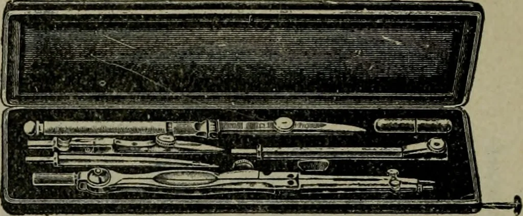 An illustration from Builder's architectural drawing self-taught : containing descriptions of drawing instruments and accessories, with rules for using them, and hints as to their care and management ..., 1903, leaf 383