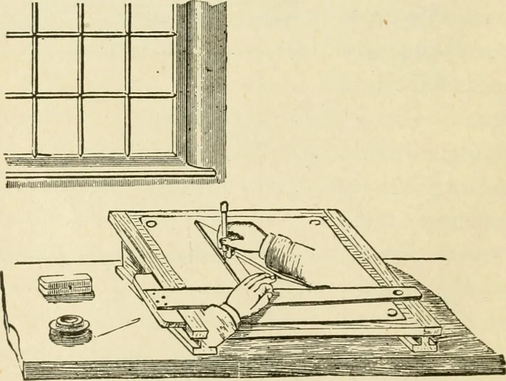 An illustration from Builders' architectural drawing self-taught : containing descriptions of drawing instruments and accessories, with rules for using them, and hints as to their care and management ..., 1917, leaf 29
