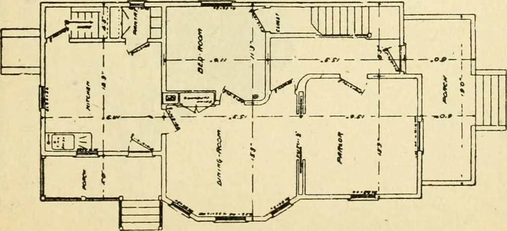 An illustration from Builders' architectural drawing self-taught : containing descriptions of drawing instruments and accessories, with rules for using them, and hints as to their care and management ..., 1917, leaf 320