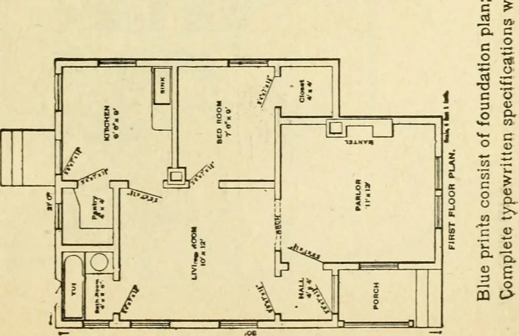 An illustration from Builders' architectural drawing self-taught : containing descriptions of drawing instruments and accessories, with rules for using them, and hints as to their care and management ..., 1917, leaf 322